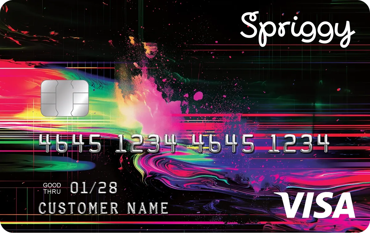 Spriggy Glitch prepaid card design