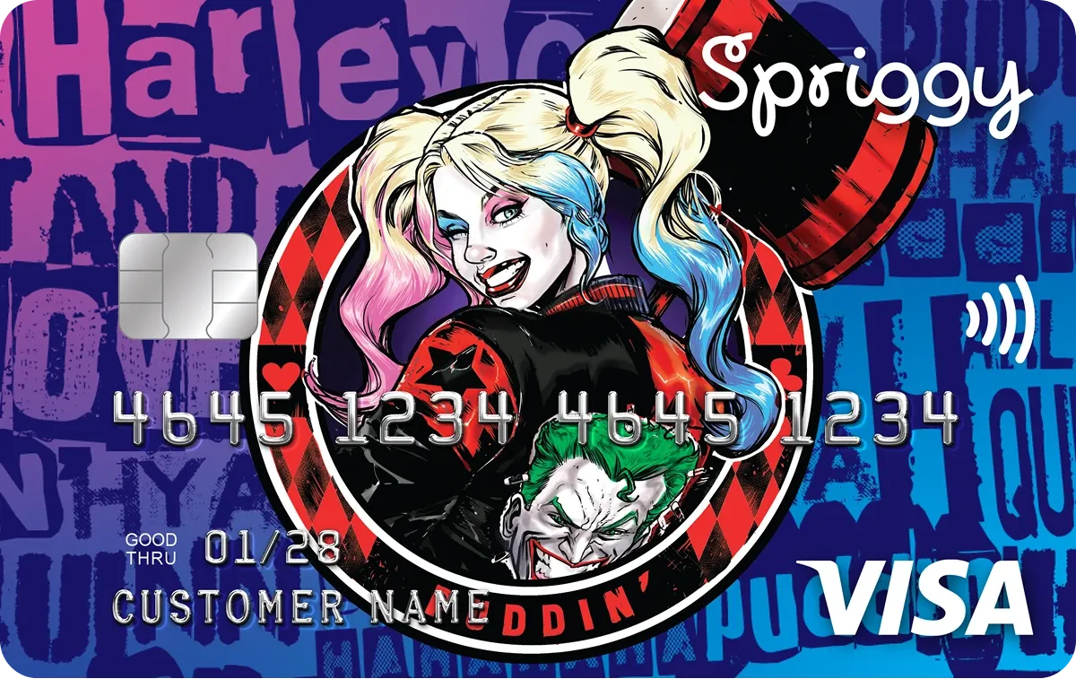 Spriggy Harley Quinn prepaid card design