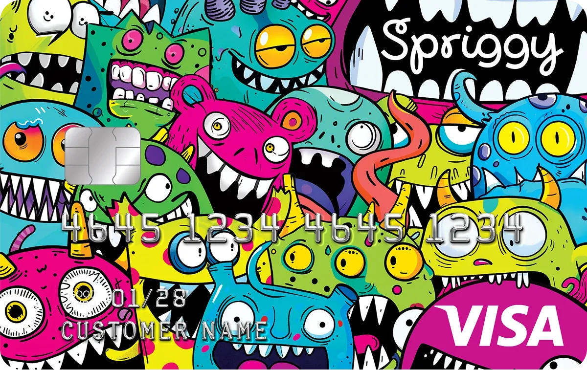 Spriggy Monsters prepaid card design