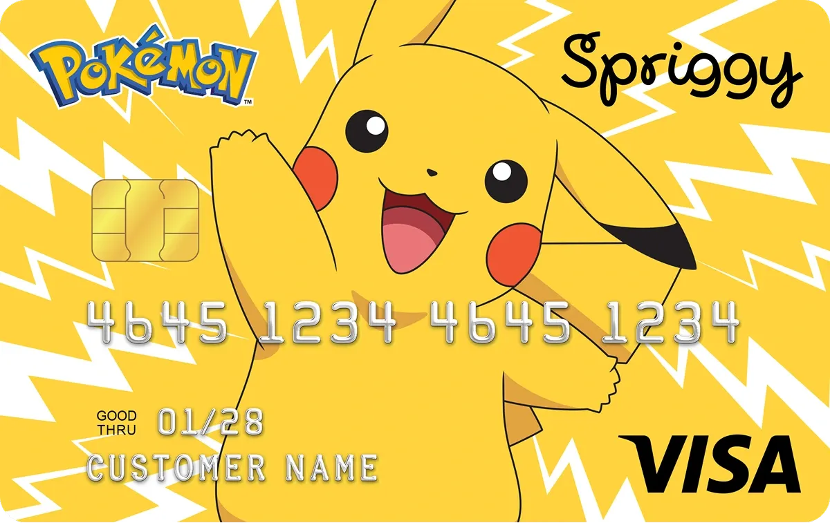 Spriggy Pikachu prepaid card design