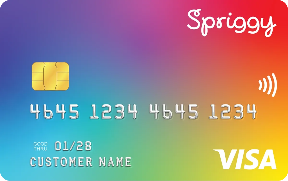 Spriggy Rainbow prepaid card design