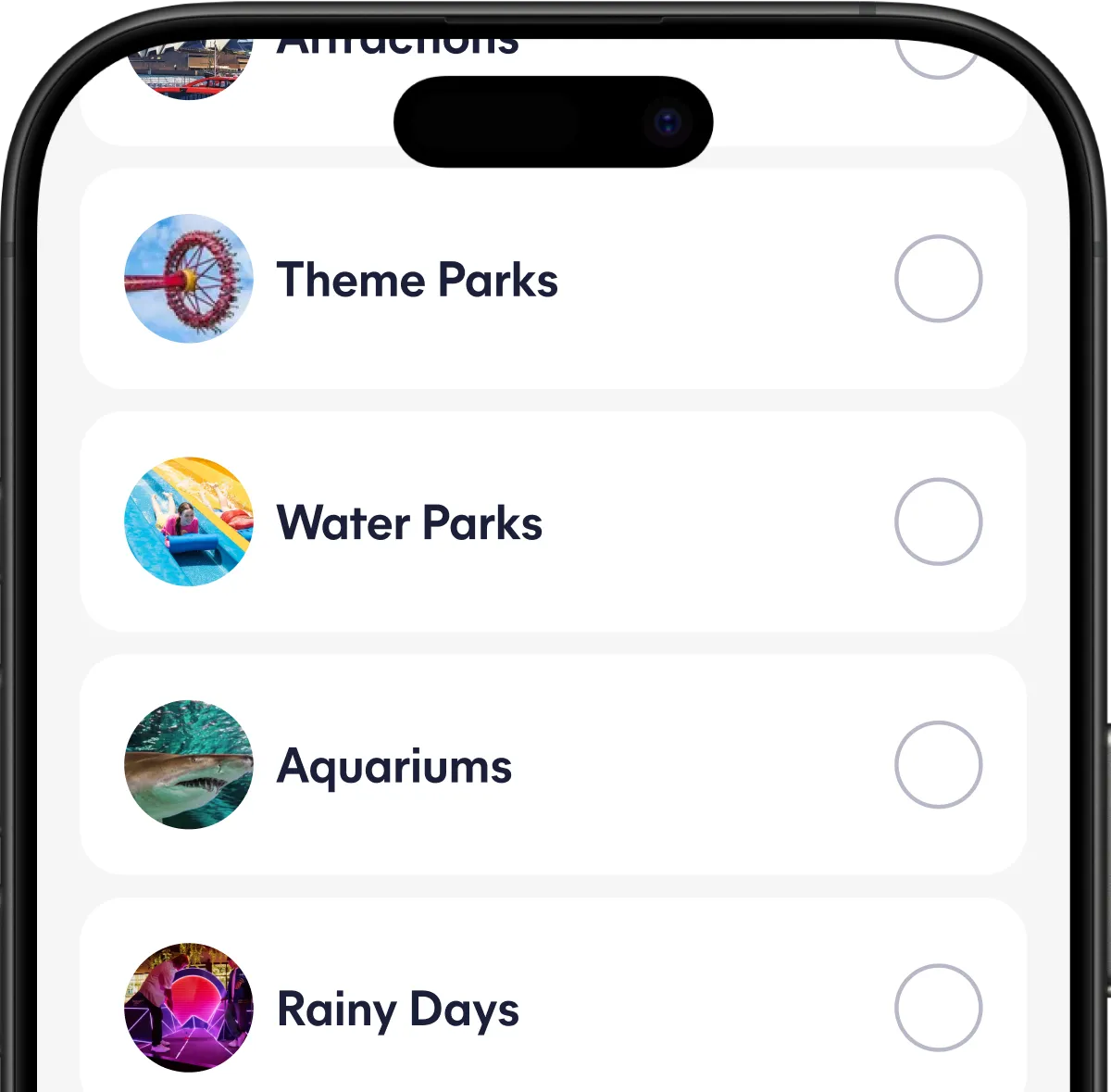 Spriggy app Family Rewards categories