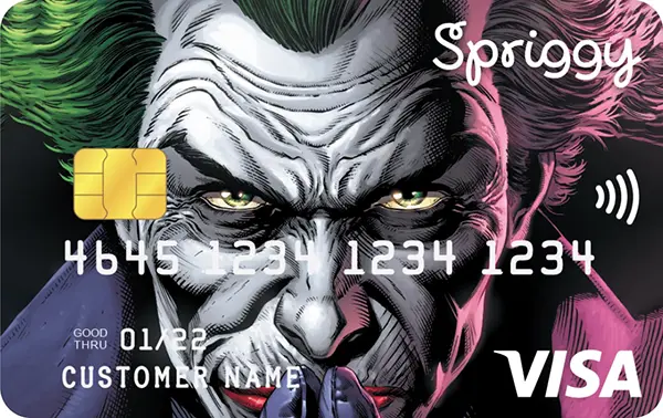 Spriggy DC Joker prepaid Visa card